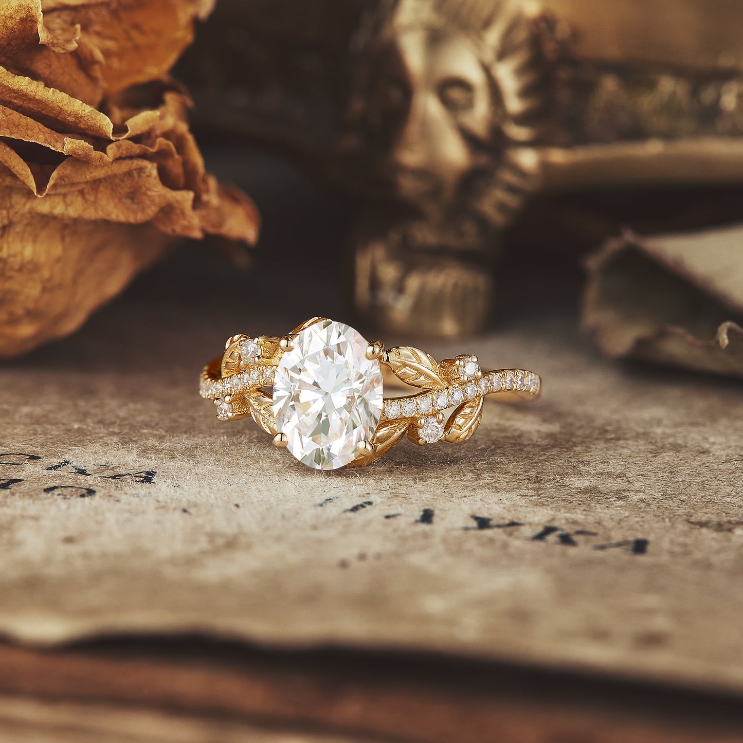 Moissanite Band Oval Cut Engagement Ring