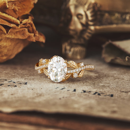 Moissanite Band Oval Cut Engagement Ring
