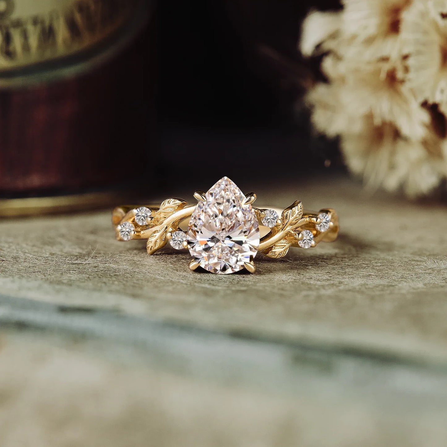 Lab Grown Diamond Leaf Engagement Ring