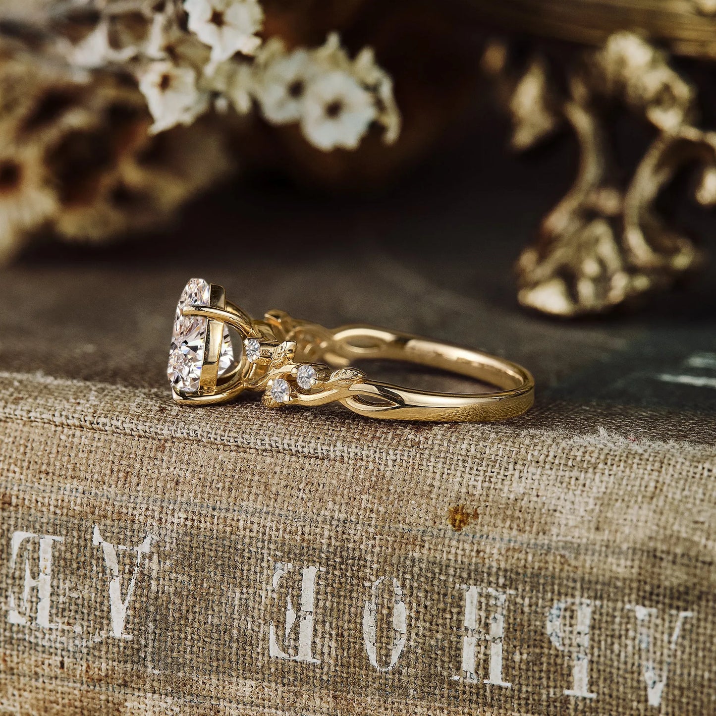 Lab Grown Diamond Leaf Engagement Ring