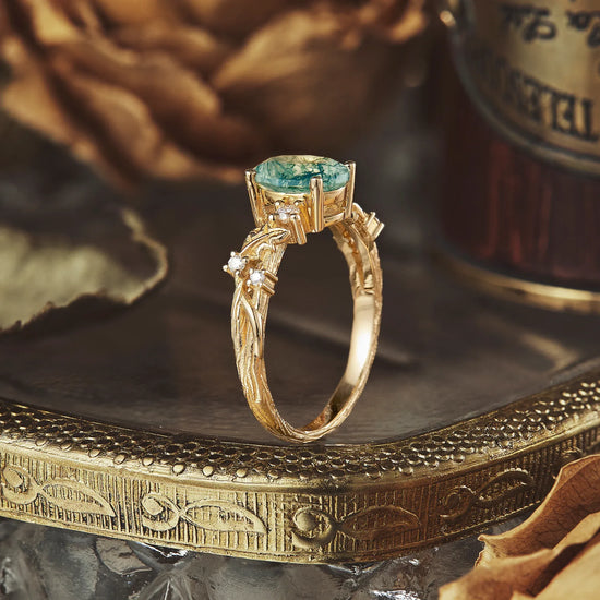 Moss Agate Engagement Ring