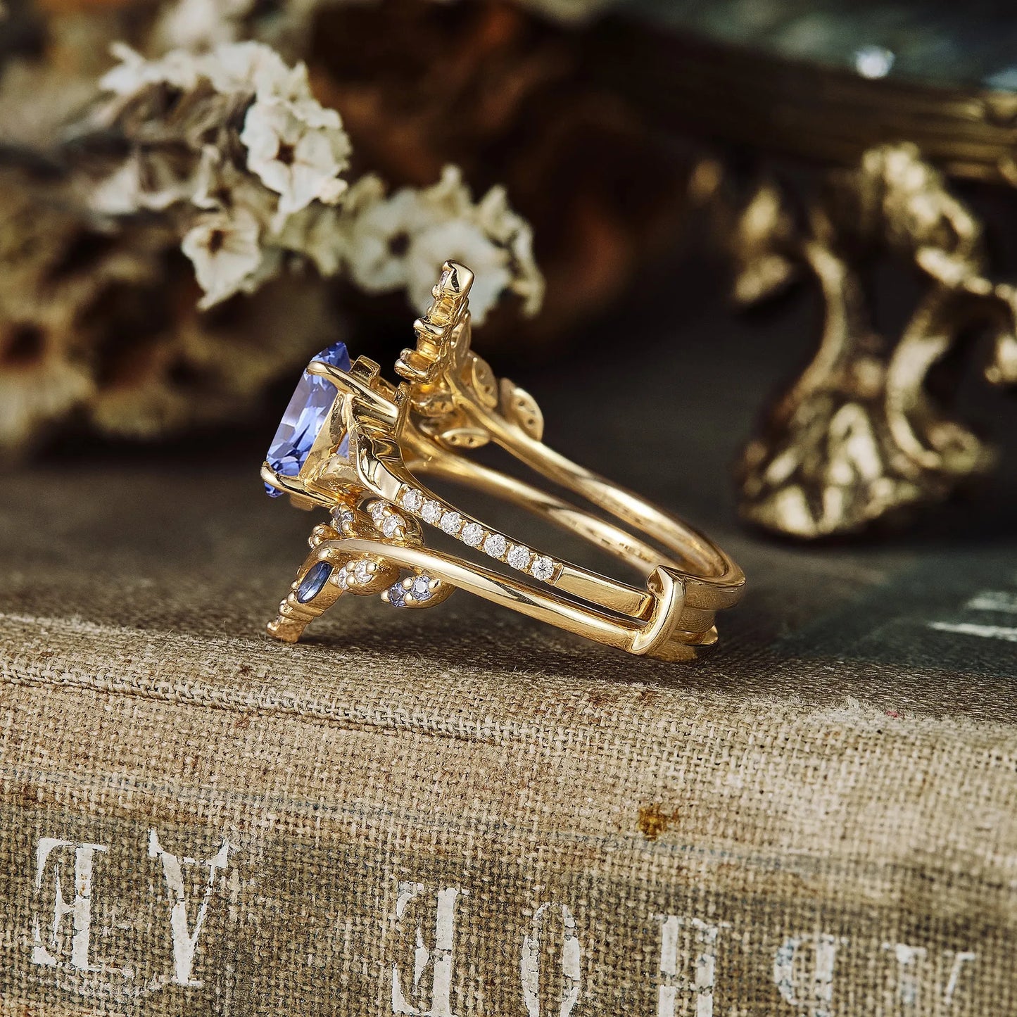Oval Sapphire Engagement Ring Set