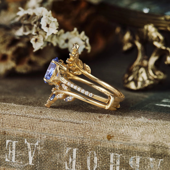 Oval Sapphire Engagement Ring Set