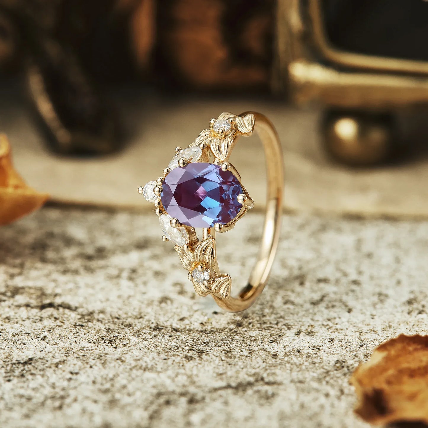 V-Shaped Alexandrite Engagement Ring