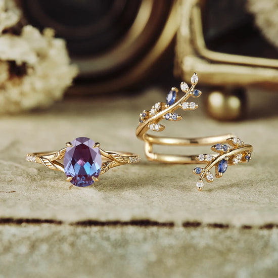 Alexandrite Engagement Ring Set