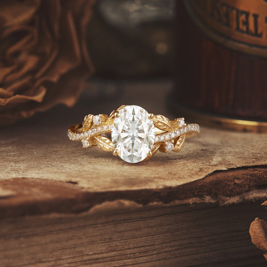 Moissanite Band Oval Cut Engagement Ring - Hannah