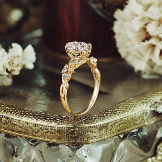 Lab Grown Diamond Leaf Engagement Ring