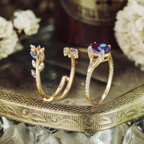 Alexandrite Engagement Ring Set