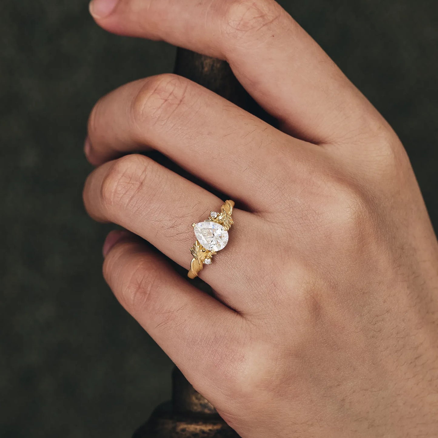 Pear Moissanite Engagement Ring