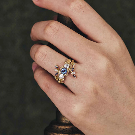 Cranberry Inspired Alexandrite Ring Set