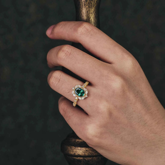 Emerald Halo Engagement Ring