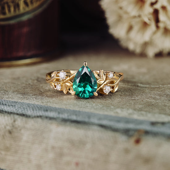 GemsMagic Jade Plant Inspired Engagement Ring