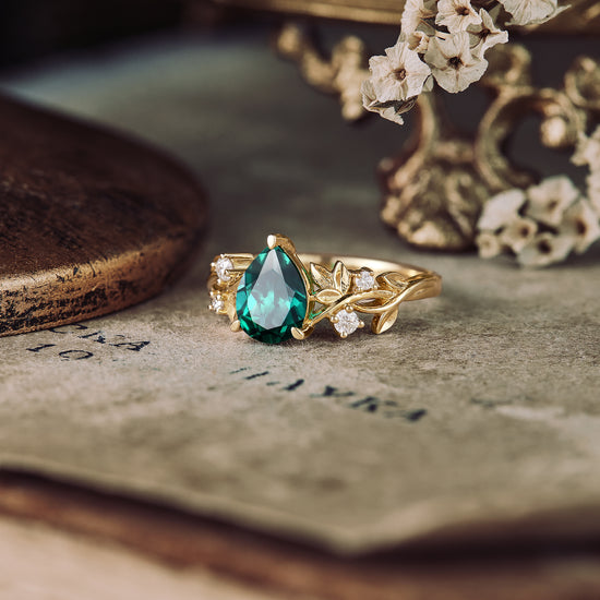 GemsMagic Jade Plant Inspired Engagement Ring