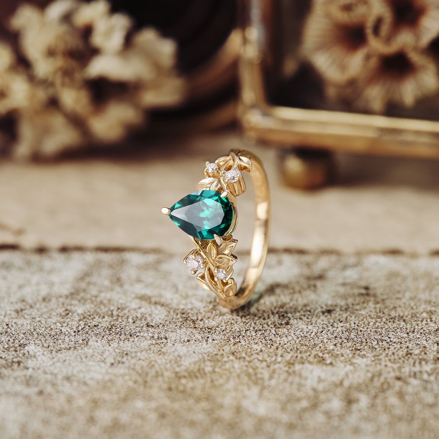 Yellow Gold, Jade and Diamond Ring | John Wallick Jewelers Sun City AZ