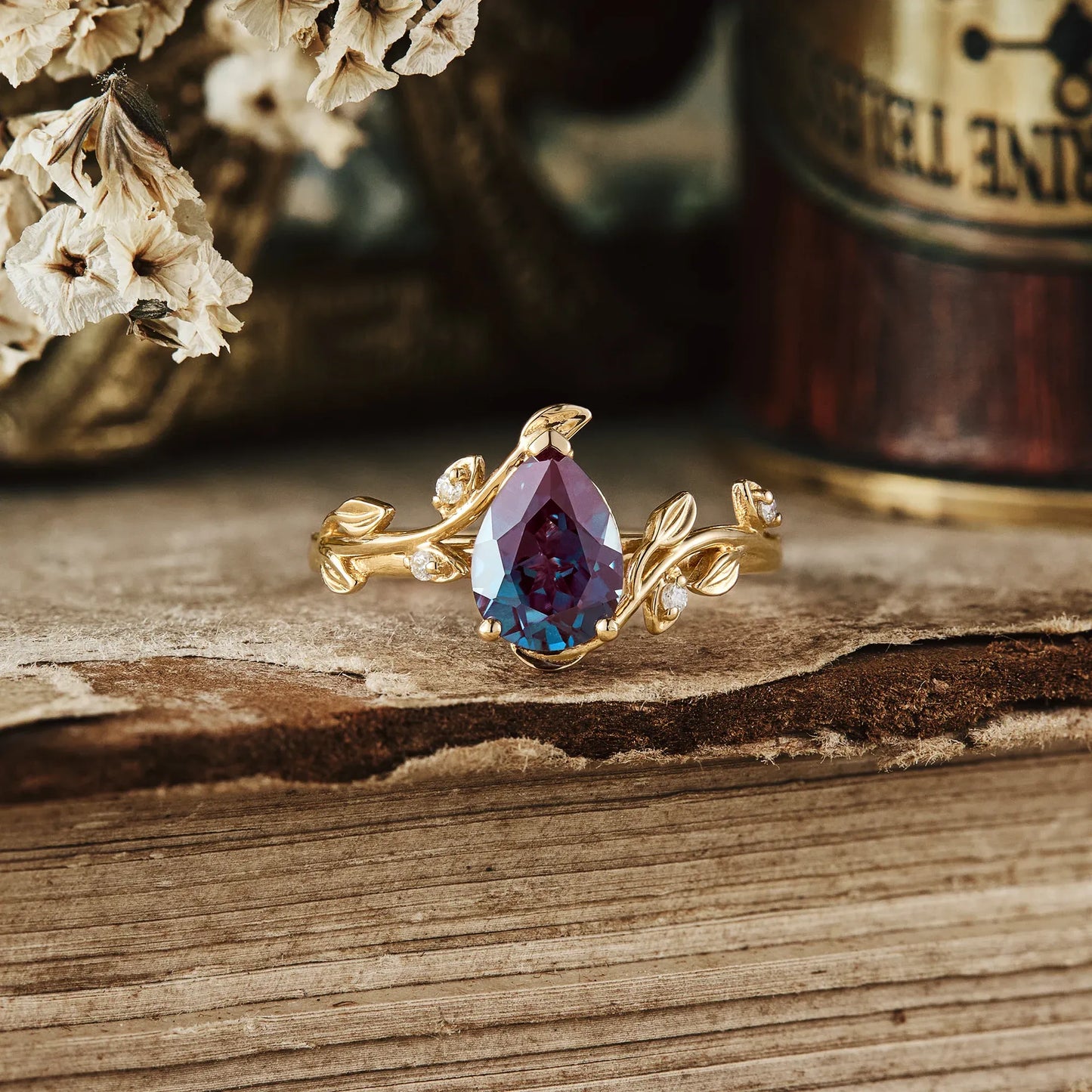 Pear Cut Alexandrite Engagement Ring