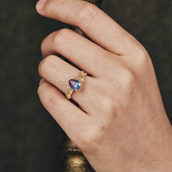 Pear Cut Alexandrite Engagement Ring