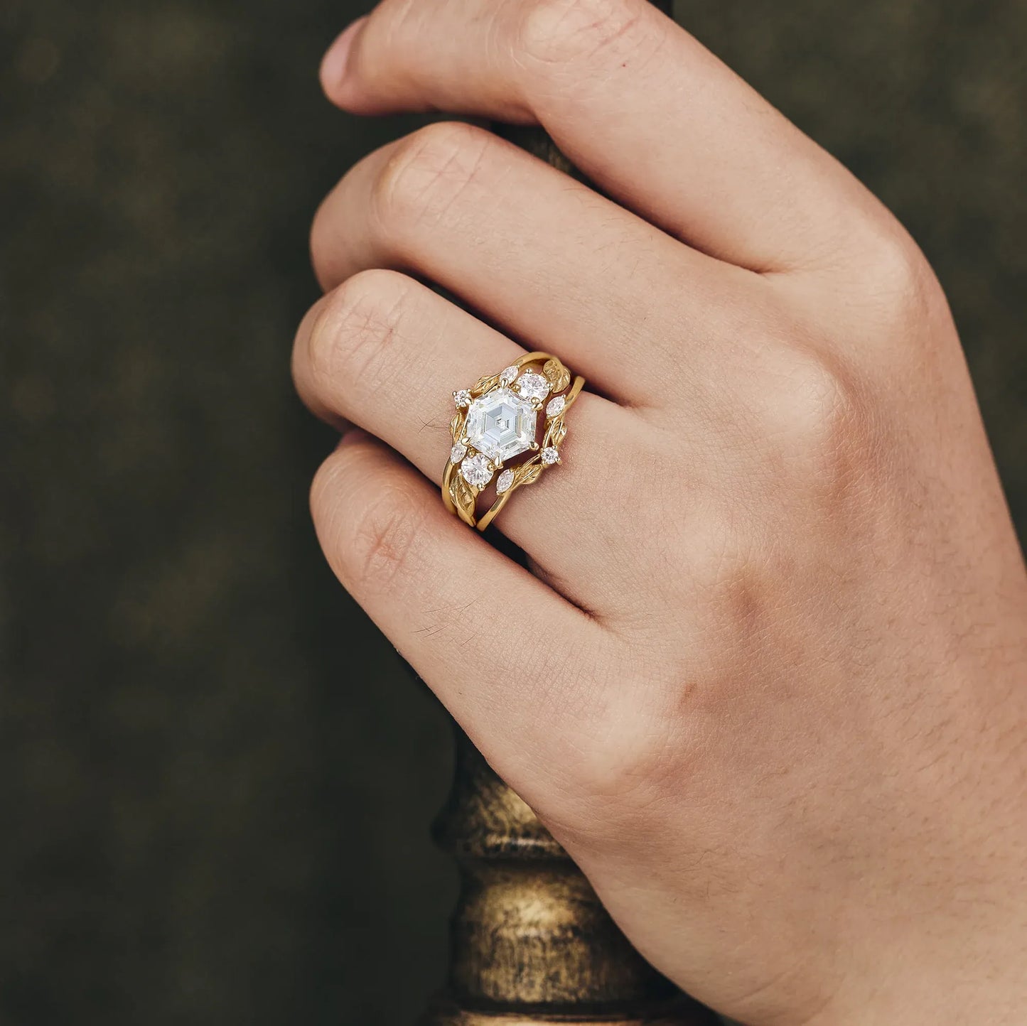 3 - stone Moissanite Ring