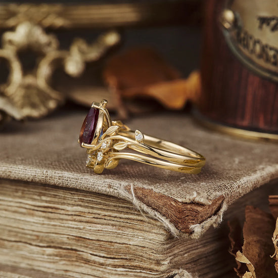 Pear Cut Alexandrite Engagement Ring Set