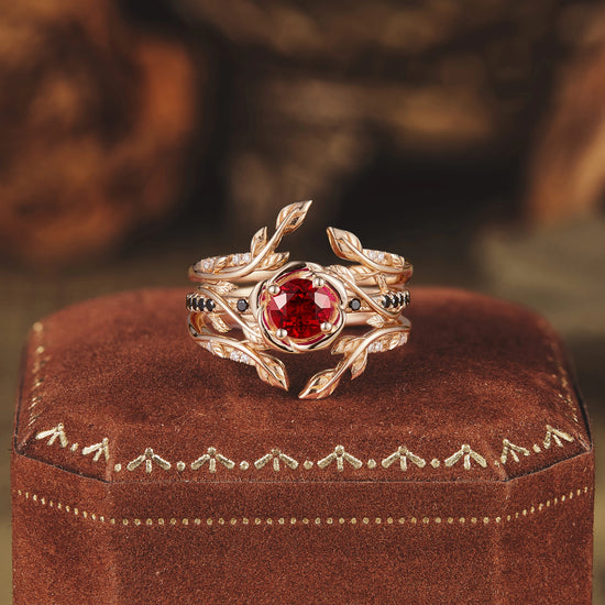 Black Onyx and Ruby Ring Set