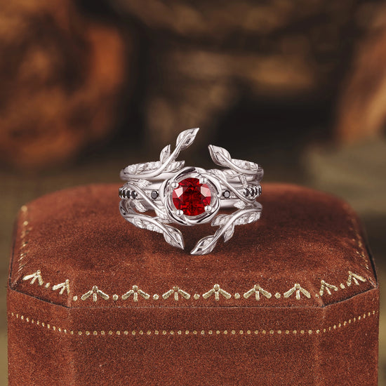 Black Onyx and Ruby Ring Set