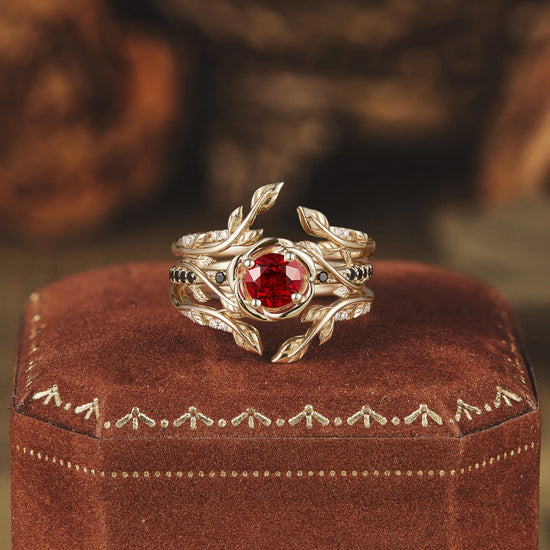 Black Onyx and Ruby Ring Set