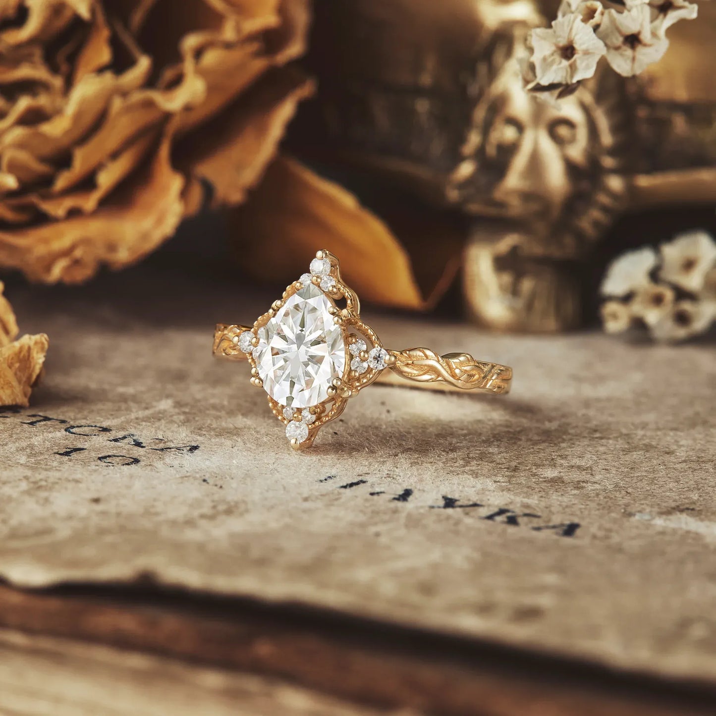 Pear Moissanite Engagement Ring