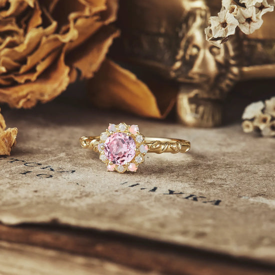 Halo Pink Padparadscha Ring