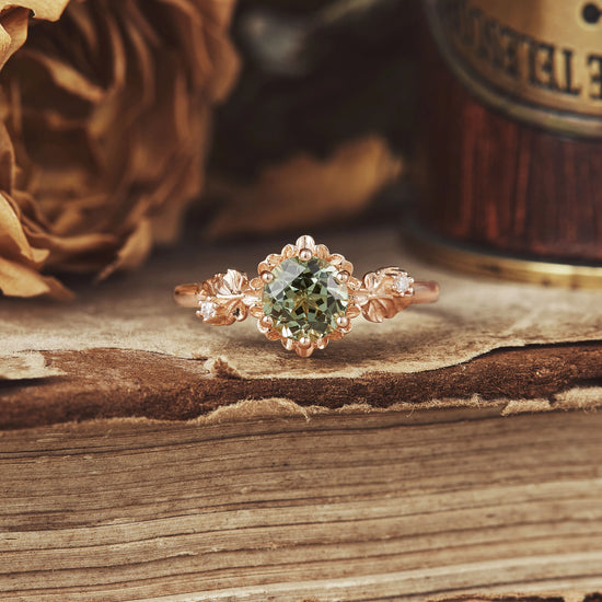 Beekeeper Garden Ring with Green Sapphire