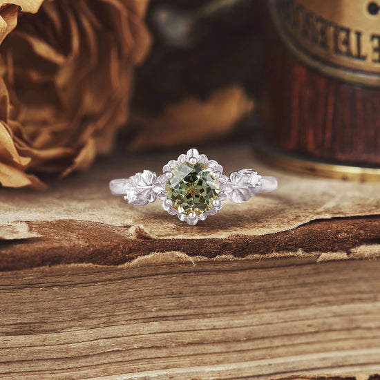 Beekeeper Garden Ring with Green Sapphire