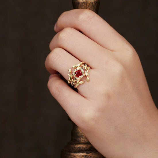 Black Onyx and Ruby Ring Set
