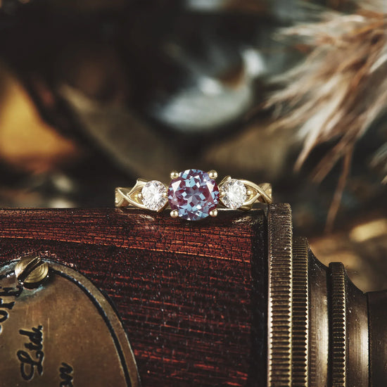Three-Stone Alexandrite and Moissanite