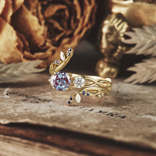 Three-Stone Alexandrite and Moissanite