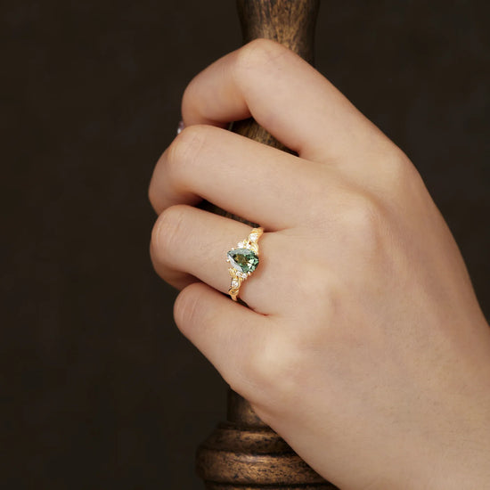 Green Sapphire Leaf Ring