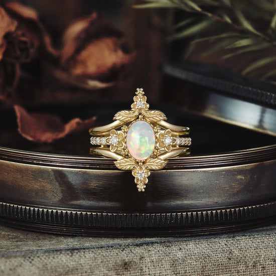 A Floral and Leafy Ring Set