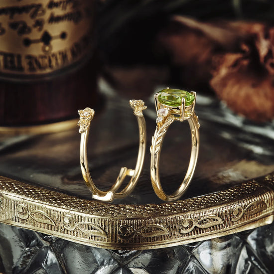 Peridot Ring Set with Moonstone