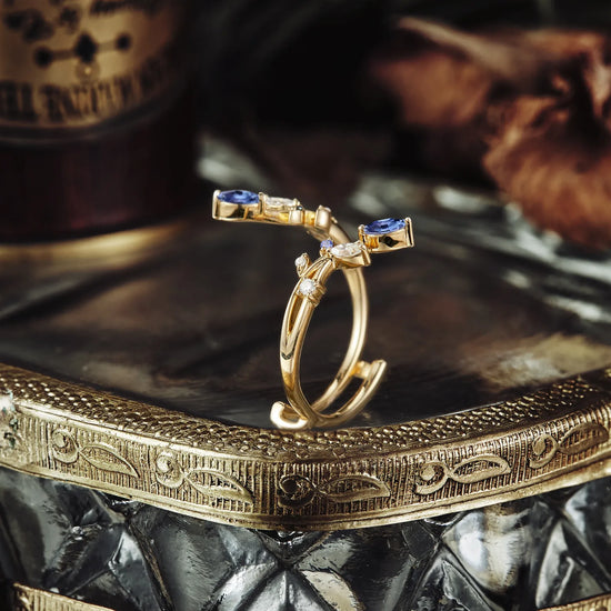 Sapphire and Moissanite Wedding Ring