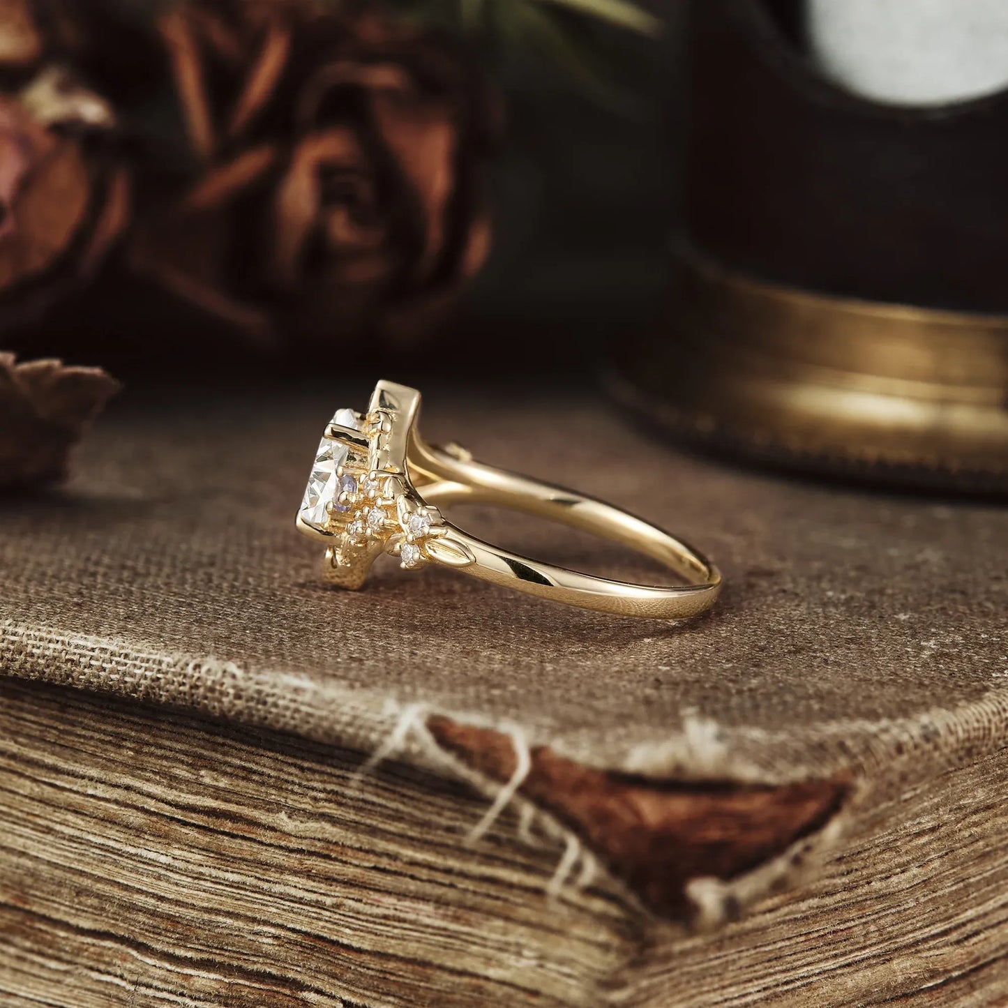 Moissanite and Sapphire Ring