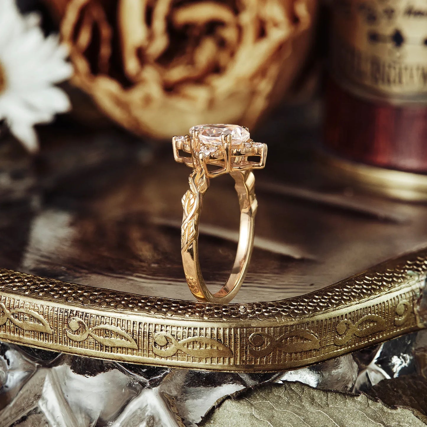 Pear Moissanite Engagement Ring