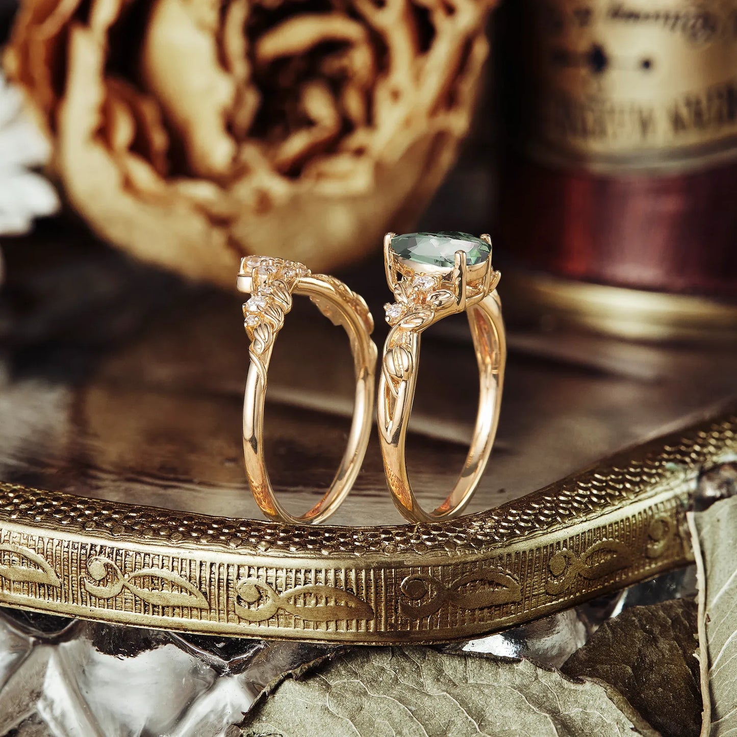 Green Sapphire Ring Set