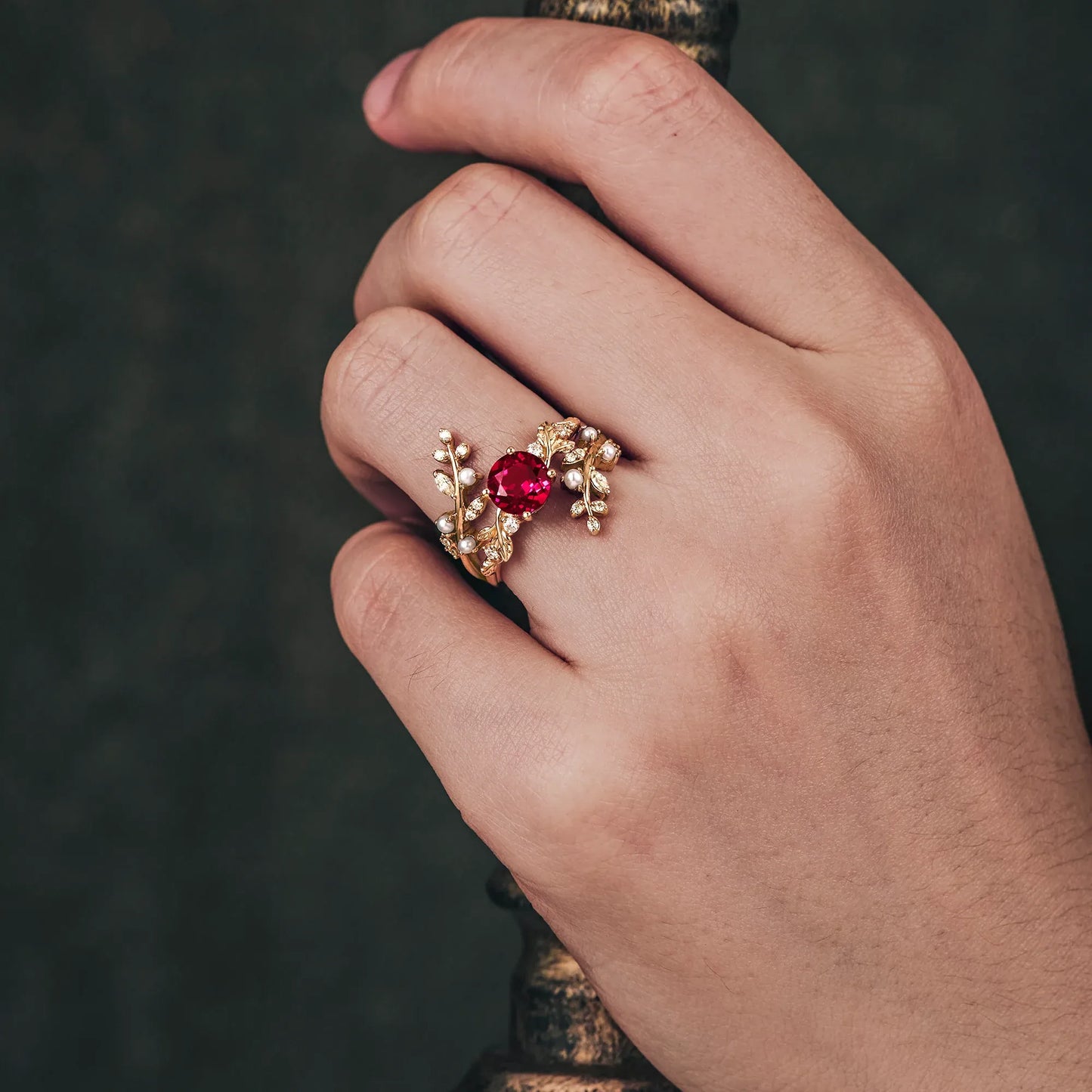 Ruby Engagement Ring Set