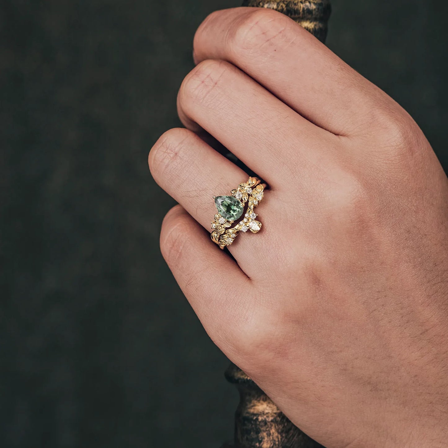 Green Sapphire Ring Set