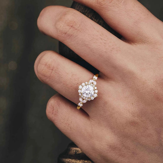 Moissanite Halo Engagement Ring