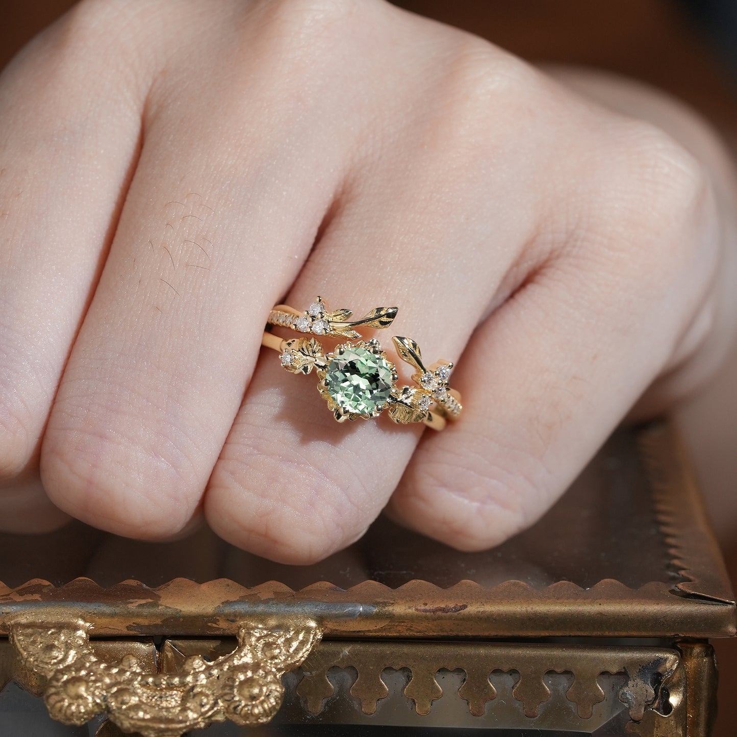 Green Sapphire Bridal Set 2pcs