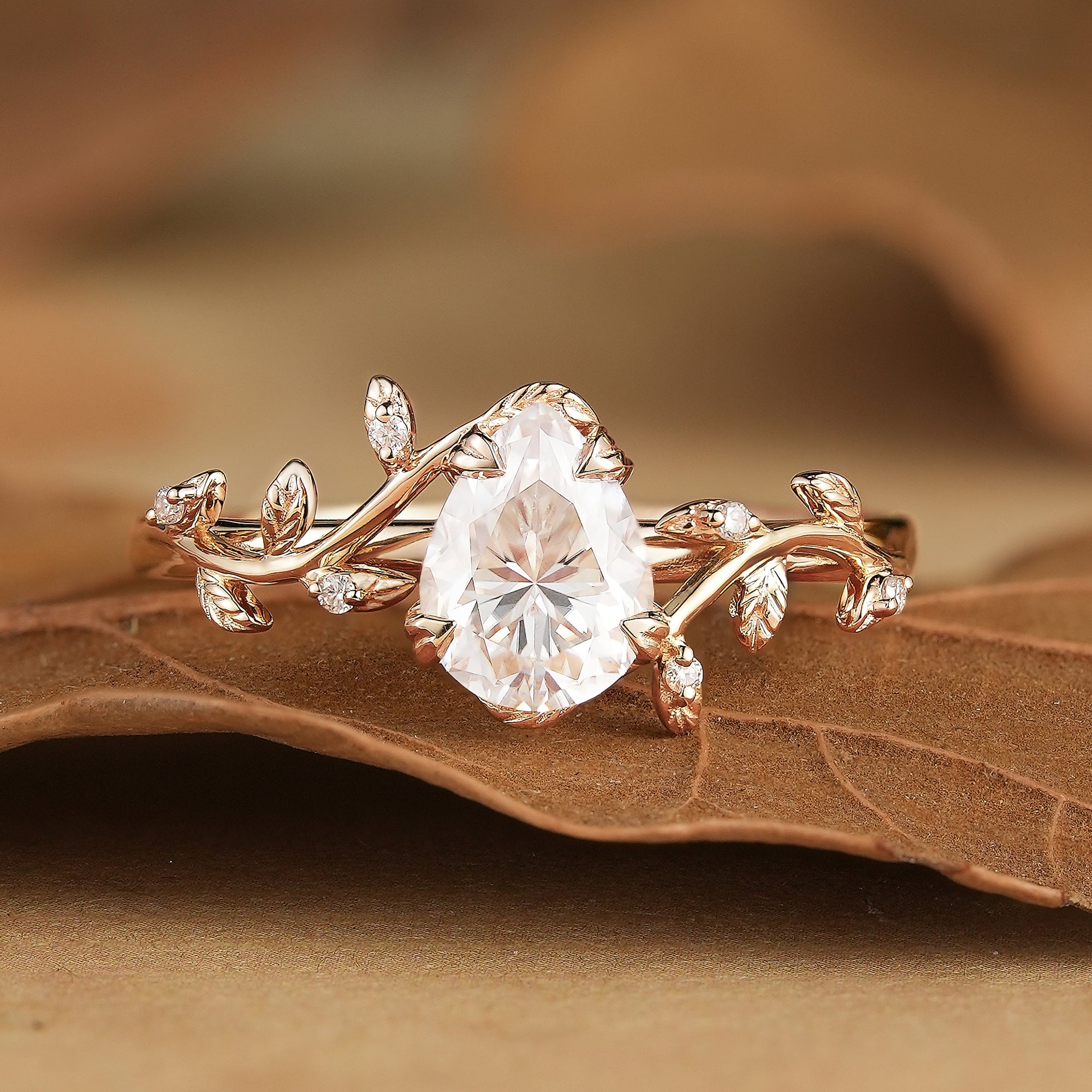1.7ct Pear Leaf Moissanite Engagement Ring-Clementine