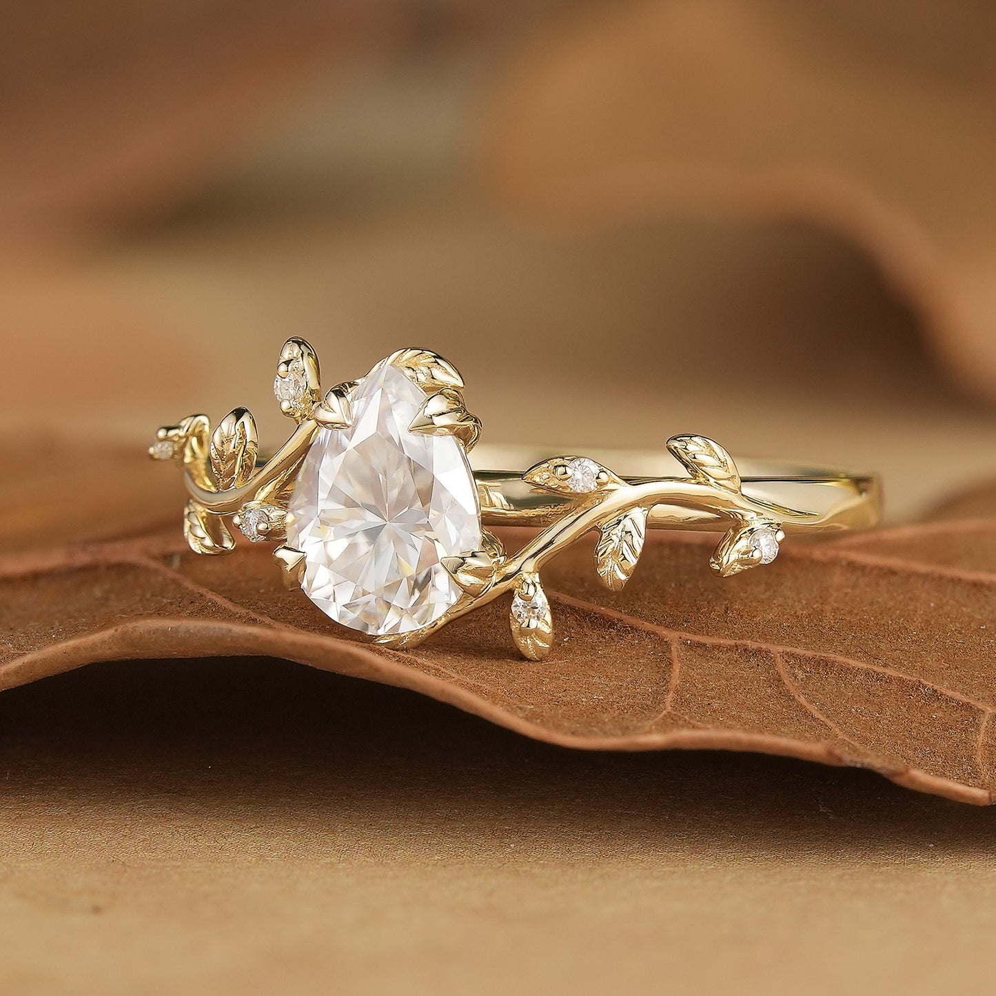 Pear Moissanite Engagement Ring