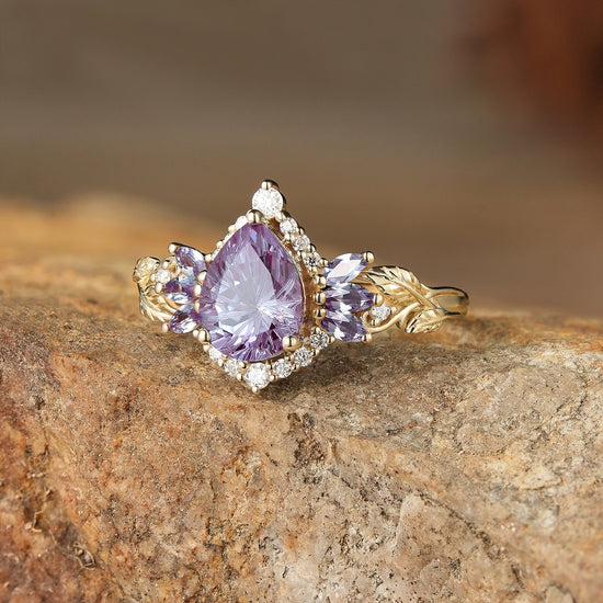 Sparkle Cut Alexandrite Halo Engagement Ring