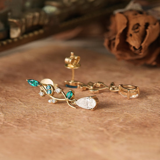 Emerald and Moissanite Earrings