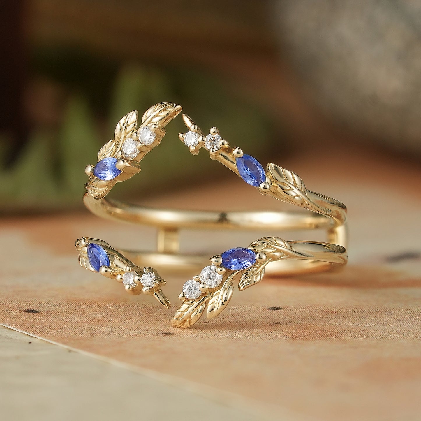 Marquise Sapphire & Moissanite Enhancer Ring