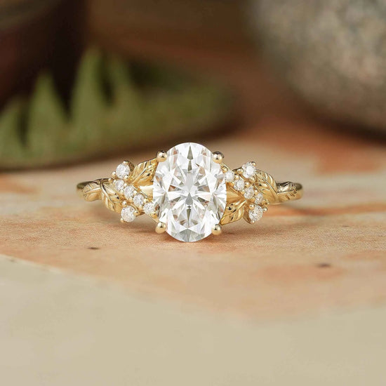 Leaf Moissanite Twisted Engagement Ring - Andromeda