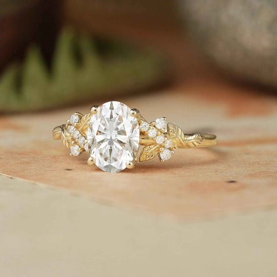 Leaf Moissanite Twisted Engagement Ring - Andromeda